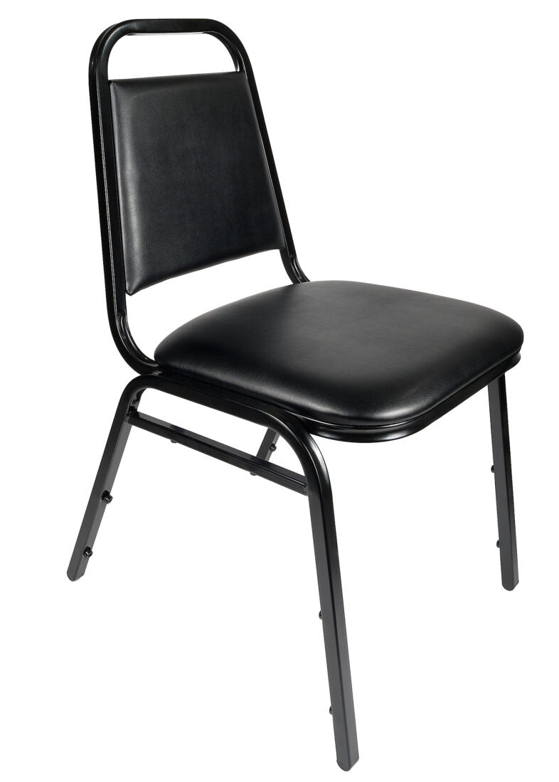 Black 32" Vinyl Steel Frame Trapezoid Back Banquet Chair