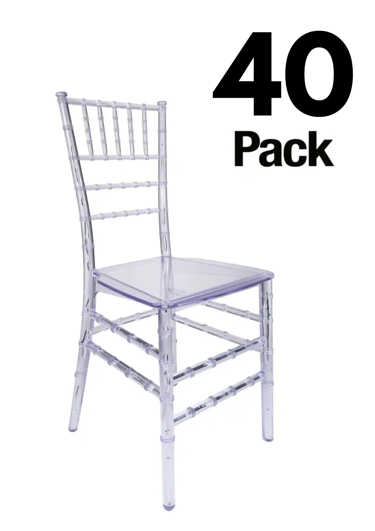 40 Chair Pack Clear Resin ThinVisible Seat Chiavari Chair