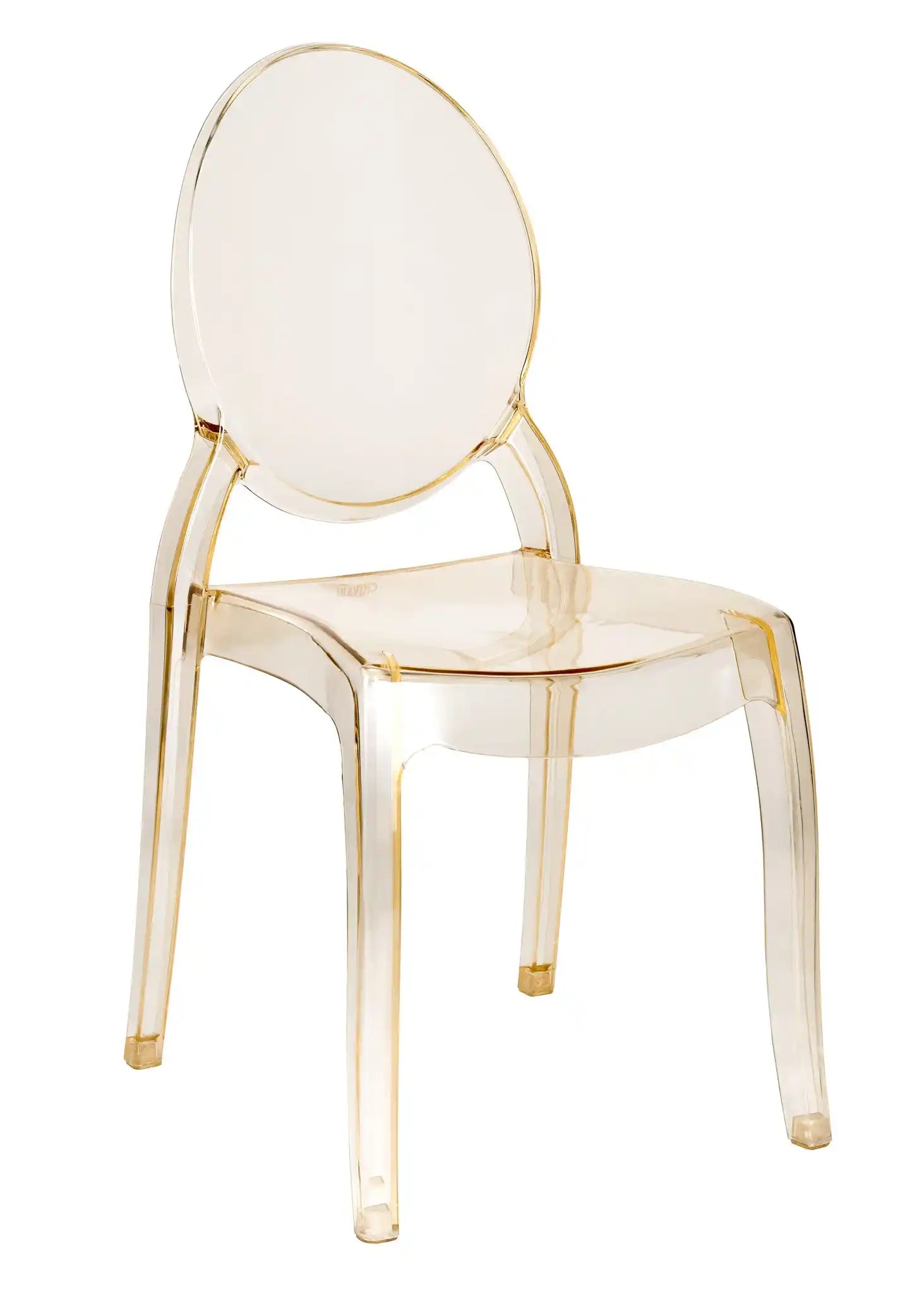 Gold Clear Resin Oval Back Sophia Ghost Chair