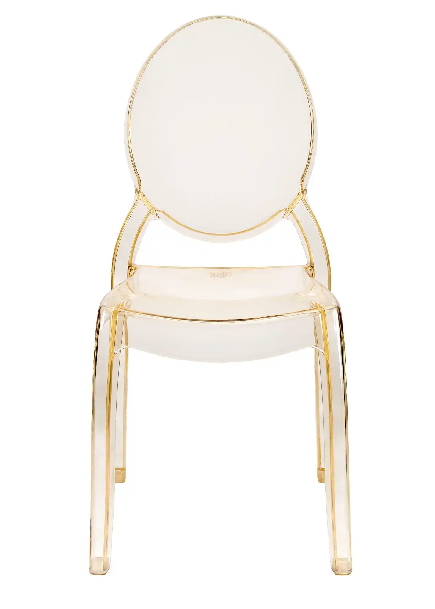 Gold Clear Resin Oval Back Sophia Ghost Chair
