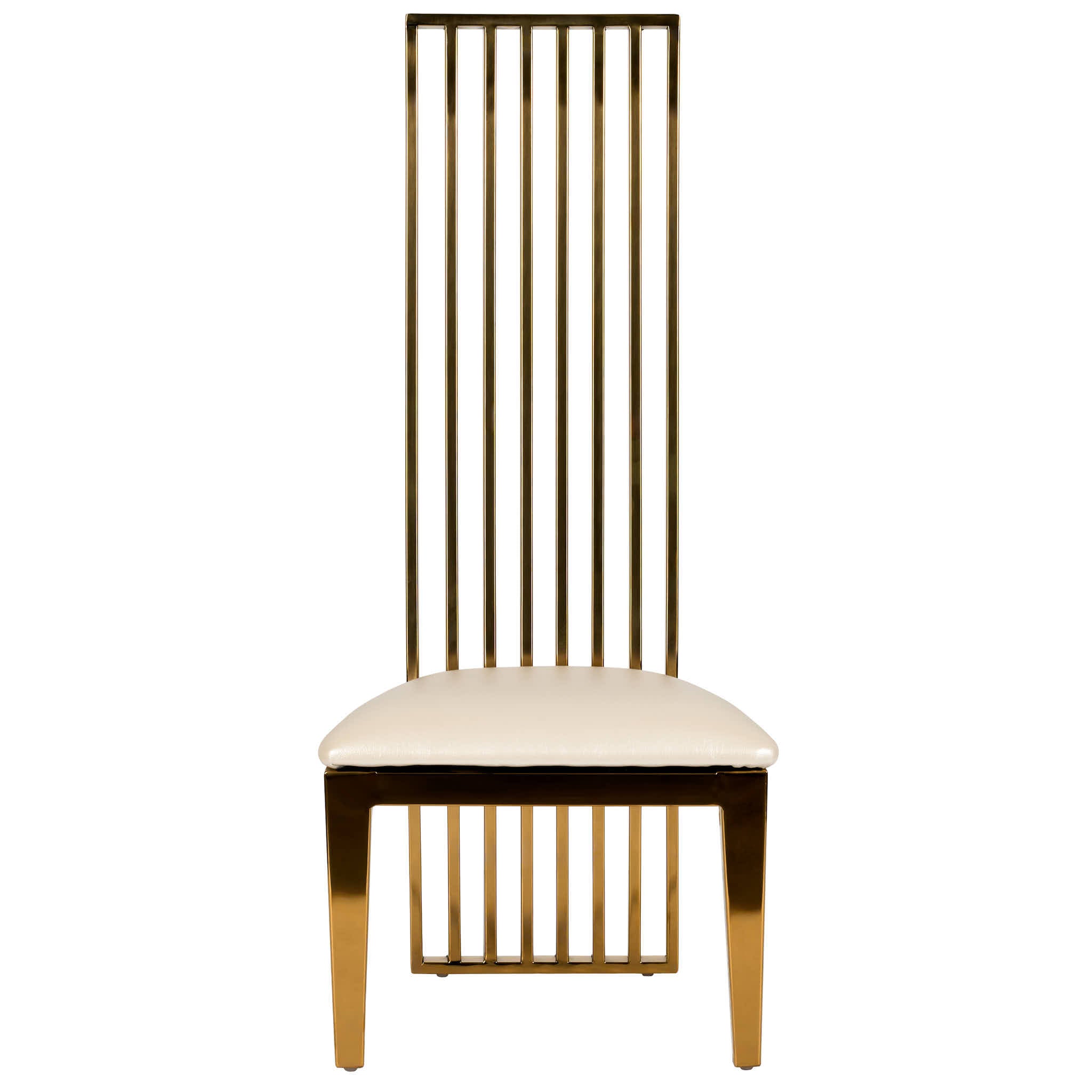 Kids Gold Frame High Back Stainless Steel Chair with White Vinyl Cushion