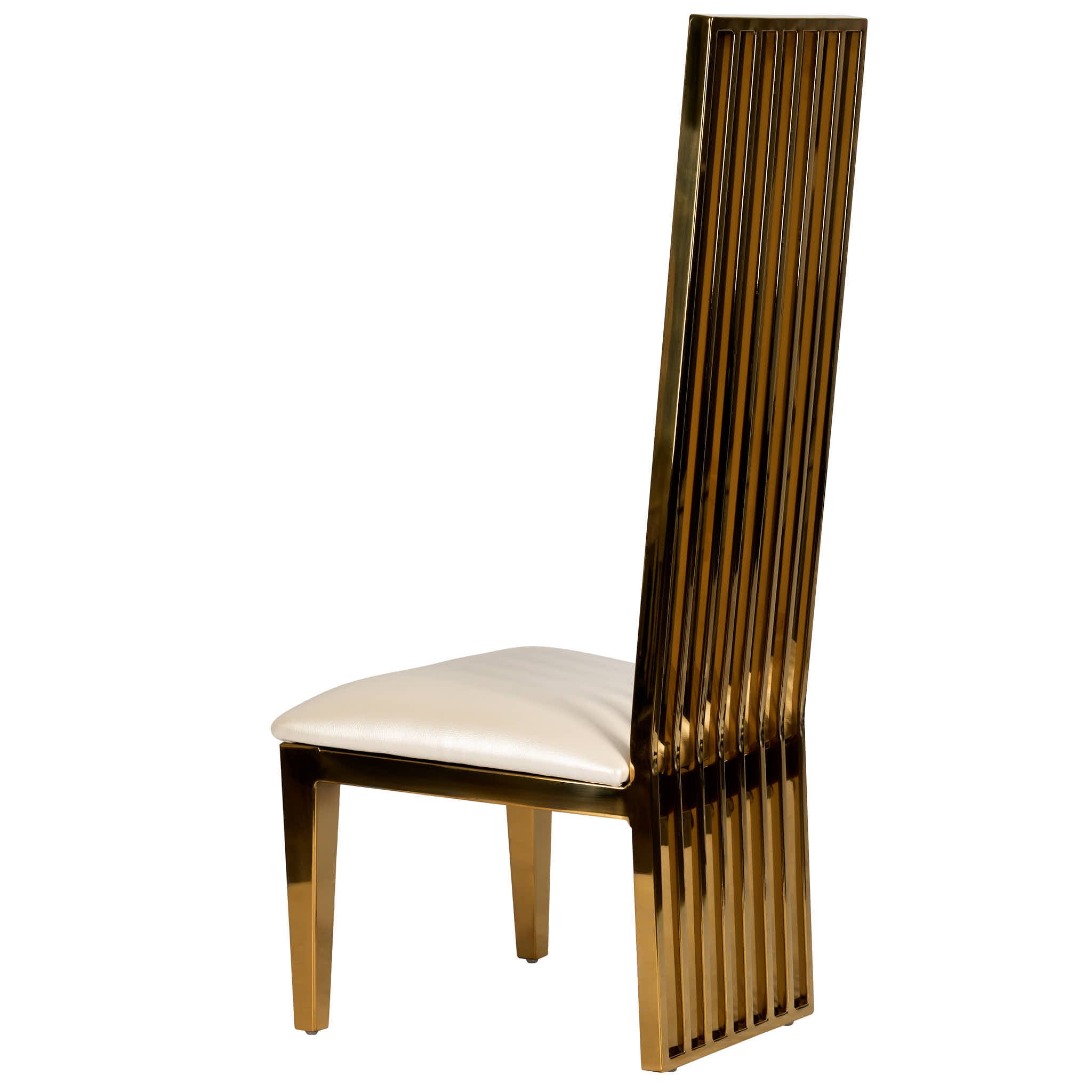 Kids Gold Frame High Back Stainless Steel Chair with White Vinyl Cushion