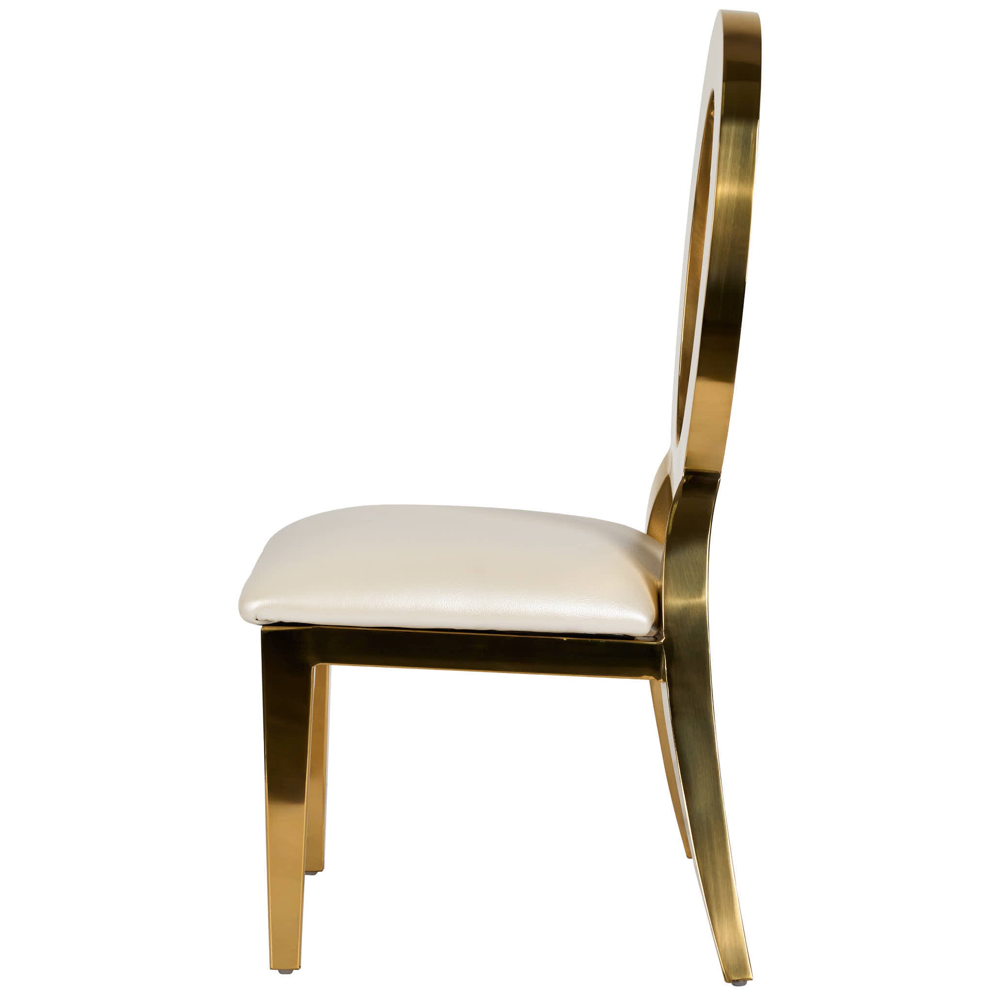 Kids Gold Frame Stainless Steel O Chair with White Vinyl Cushion