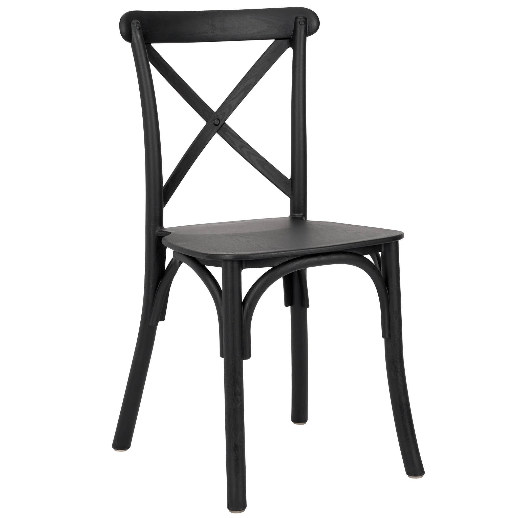Kids Black ToughResin™ WoodGrain Cross Back Chair