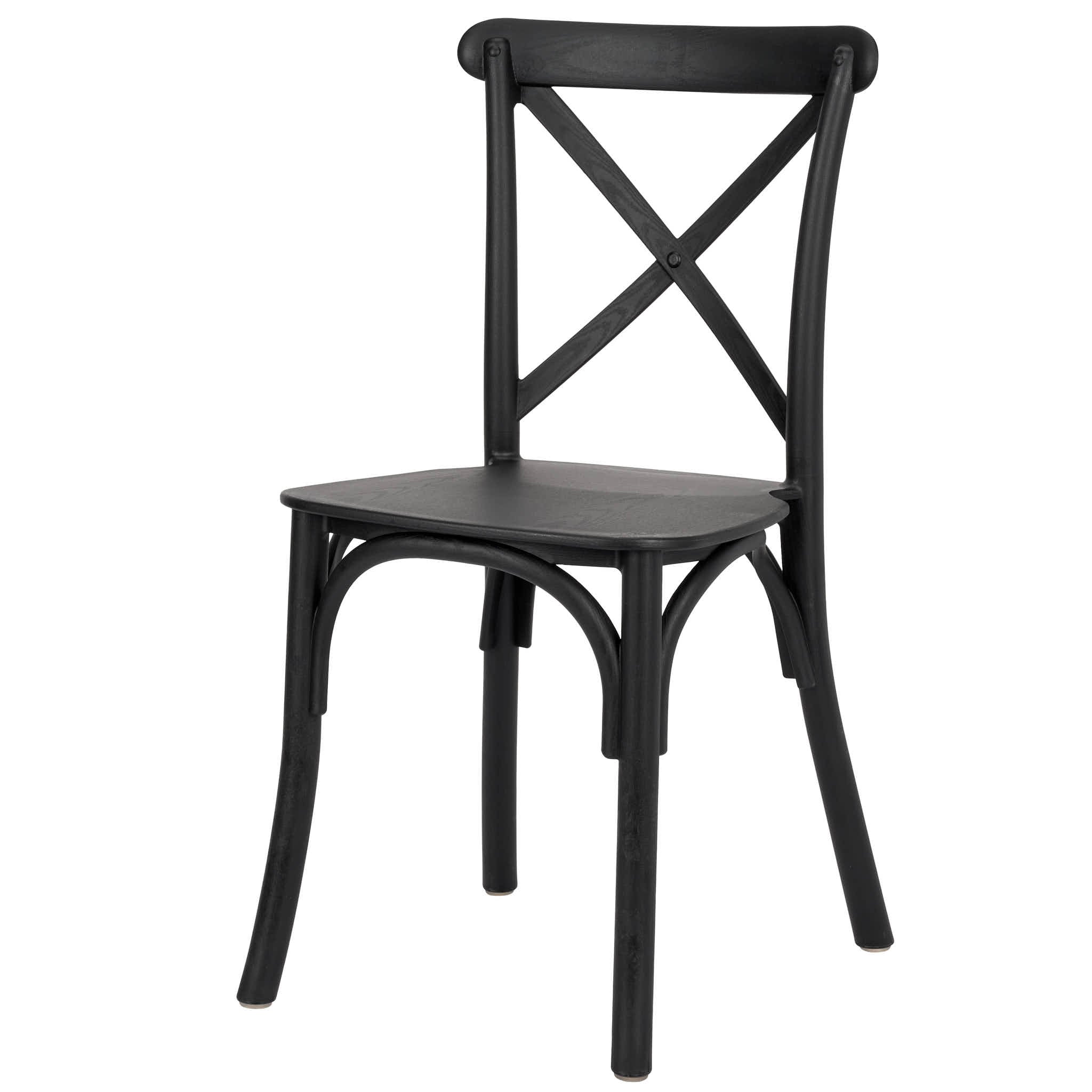 Kids Black ToughResin™ WoodGrain Cross Back Chair