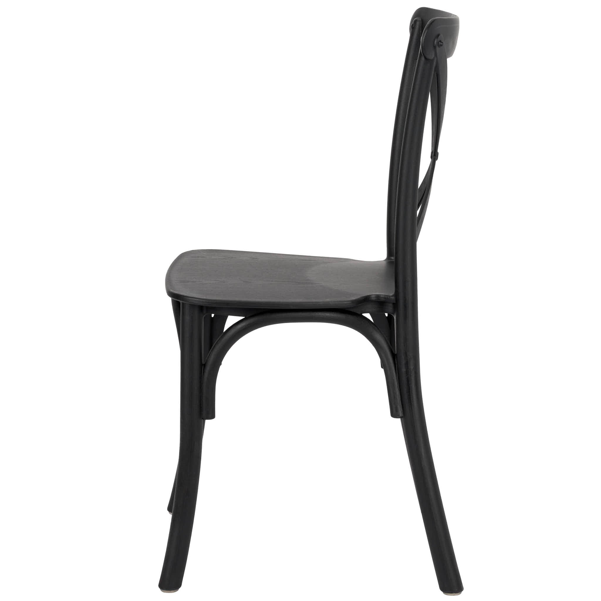 Kids Black ToughResin™ WoodGrain Cross Back Chair