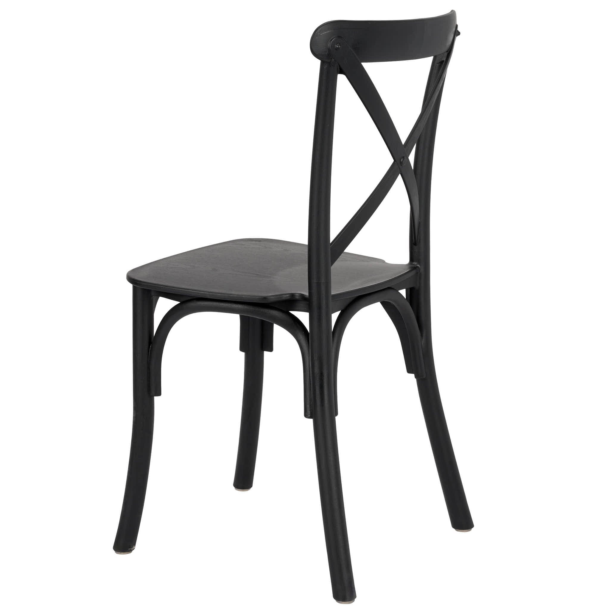 Kids Black ToughResin™ WoodGrain Cross Back Chair