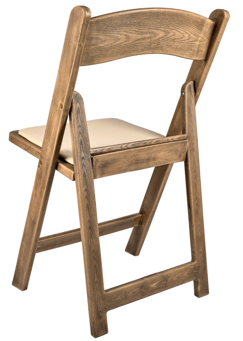 Natural Resin WoodGrain Folding Chair with Tan Cushion CFRNB-I-AX-T
