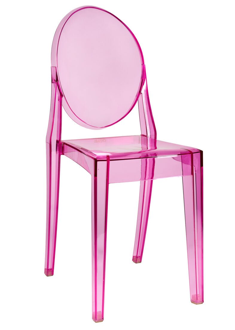 Fuchsia Clear Resin Oval Back Victoria Ghost Chair