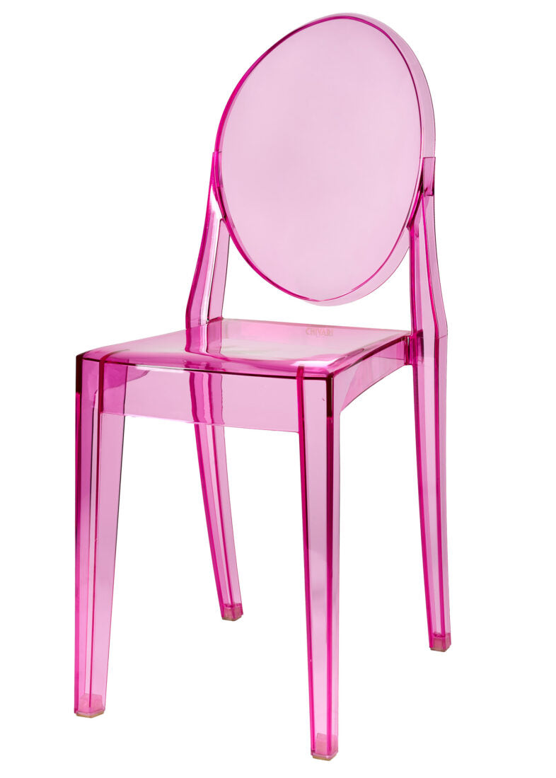 Fuchsia Clear Resin Oval Back Victoria Ghost Chair