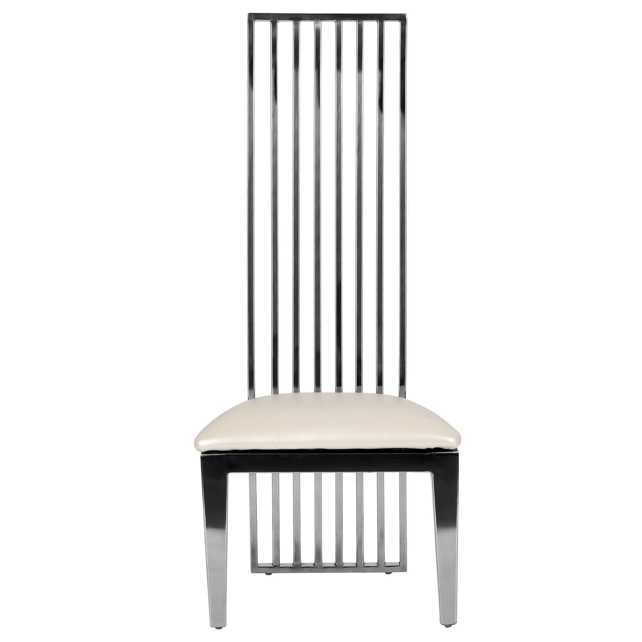 Kids Silver Frame High Back Stainless Steel Chair with White Vinyl Cushion