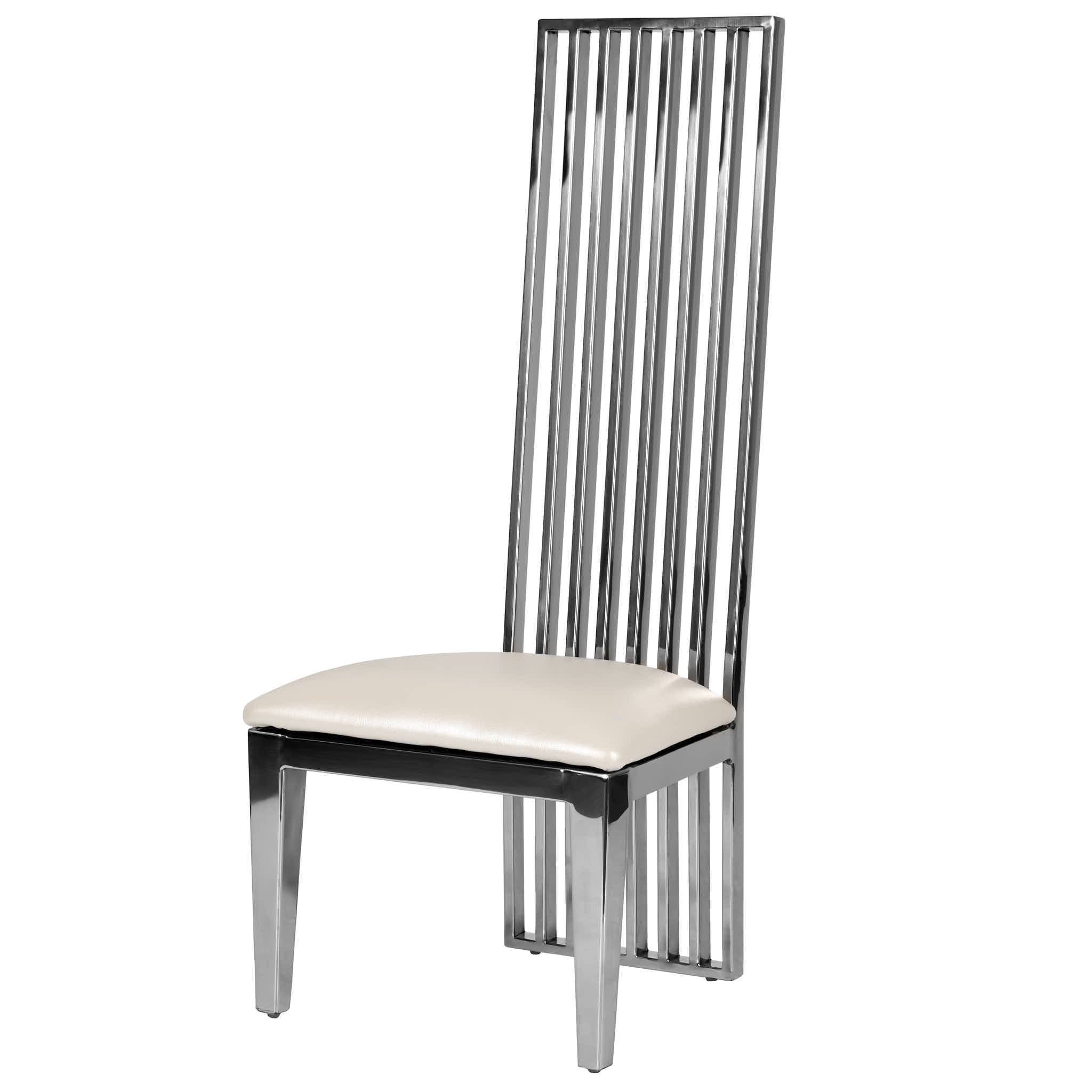 Kids Silver Frame High Back Stainless Steel Chair with White Vinyl Cushion