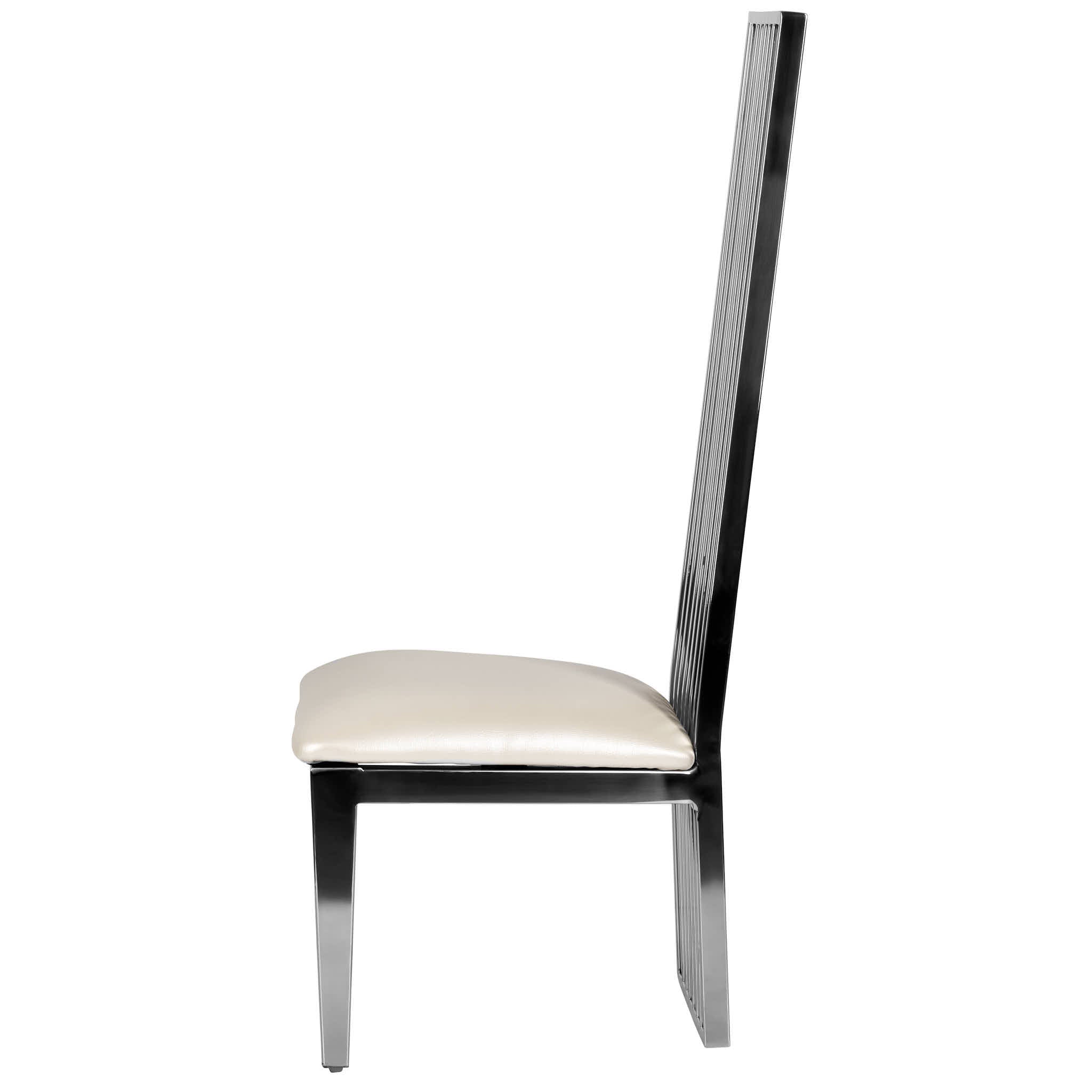 Kids Silver Frame High Back Stainless Steel Chair with White Vinyl Cushion