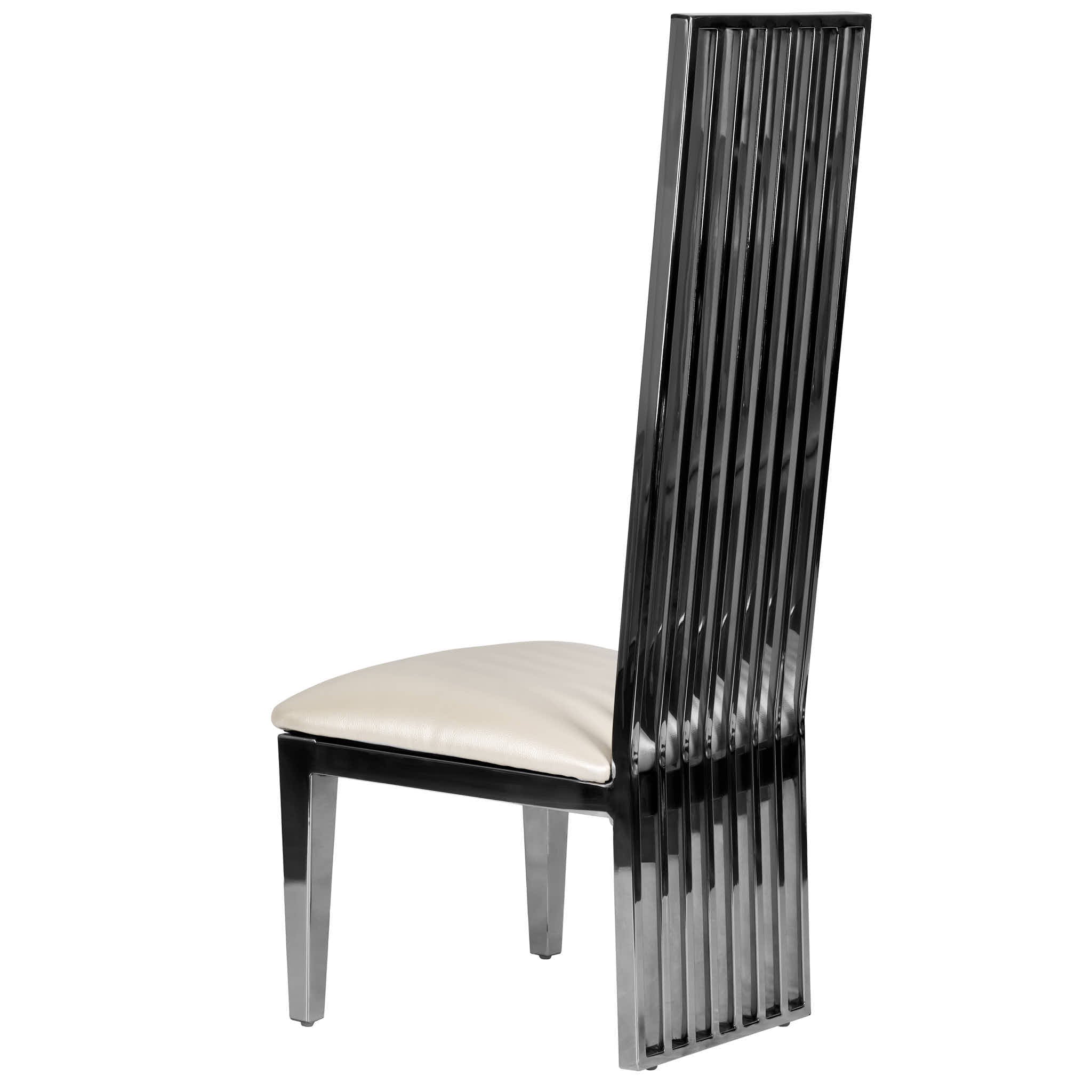 Kids Silver Frame High Back Stainless Steel Chair with White Vinyl Cushion