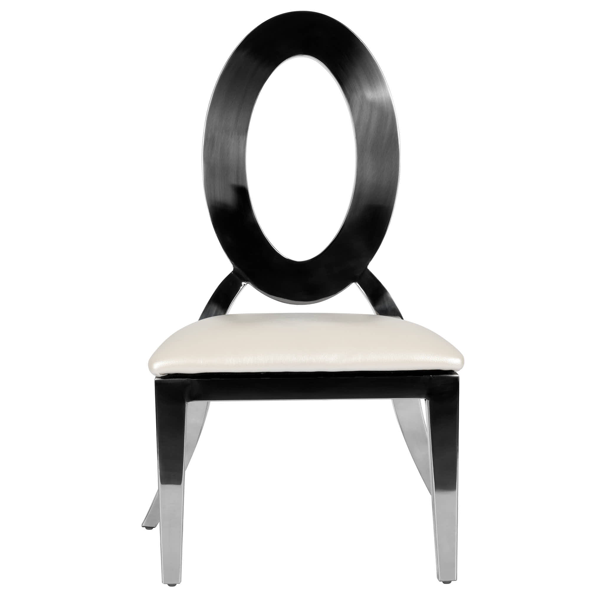 Kids Silver Frame Stainless Steel O Chair with White Vinyl Cushion