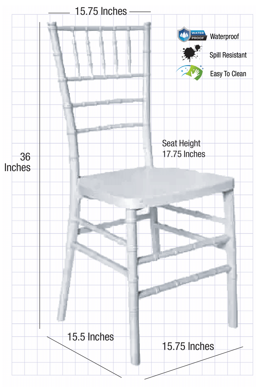 White ToughResin Chiavari Chair  (Per Chair Price Shown – Sold only in Quantities of 4) Some Assembly Required
